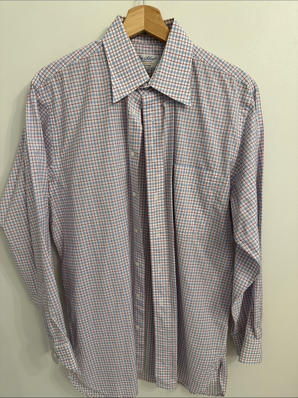 Ben Silver Men's Blue & Red Checked Dress Shirt